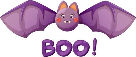 Cute bat for kids and boo lettering for Halloween vector