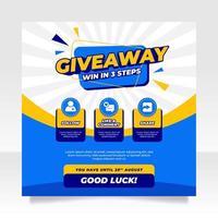 Giveaway contest social media post banner template vector