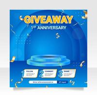 Giveaway contest social media post banner template vector