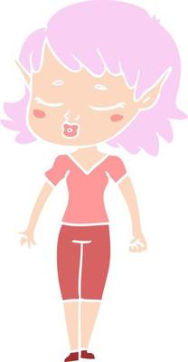 pretty flat color style cartoon elf girl
