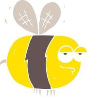 flat color illustration of a cartoon unhappy bee vector