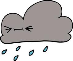 cartoon doodle happy grey cloud vector