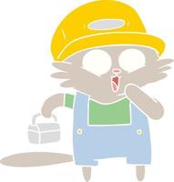 flat color style cartoon cat builder stopping for lunch vector