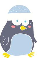 flat color illustration of a cartoon penguin vector