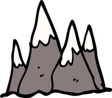 cartoon doodle tall mountains vector