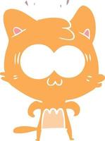 gato sorprendido de dibujos animados de estilo de color plano vector