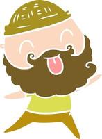 man with beard sticking out tongue vector