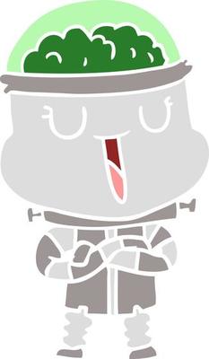 happy flat color style cartoon robot