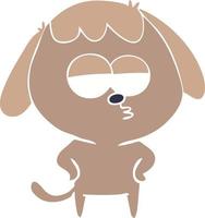 flat color style cartoon bored dog vector