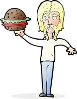 cartoon man with burger vector