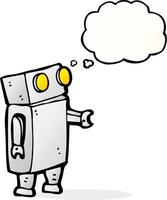 cartoon robot with thought bubble vector