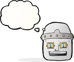 cartoon robot head with thought bubble vector