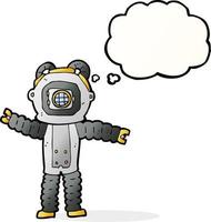 cartoon deep sea diver with thought bubble vector