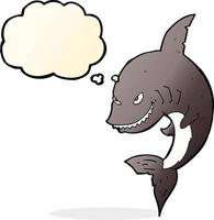 funny cartoon shark with thought bubble vector