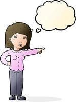 cartoon woman pointing with thought bubble vector