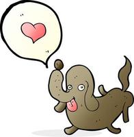 cartoon dog with love heart vector
