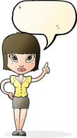 cartoon pretty girl with idea with speech bubble vector