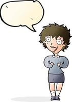 cartoon excited woman with speech bubble vector
