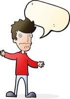 cartoon nervous man with speech bubble vector