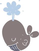 flat color style cartoon spouting whale vector