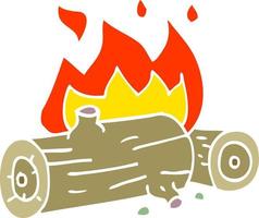 cartoon doodle burning logs vector