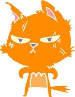 tough flat color style cartoon cat vector