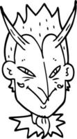 line drawing cartoon devil face vector