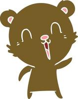 happy flat color style cartoon bear vector