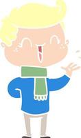 flat color style cartoon laughing boy vector