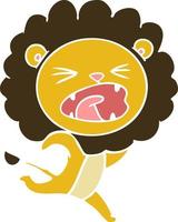 flat color style cartoon running lion vector