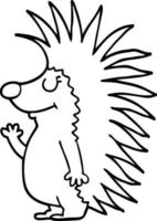 line drawing cartoon spiky hedgehog vector