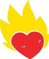 cartoon doodle flaming heart vector