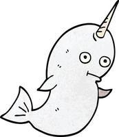 cartoon doodle white narwhal vector