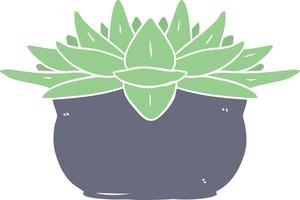 flat color style cartoon succulent plant vector