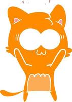 flat color style cartoon surprised cat vector