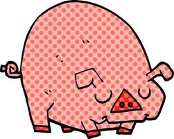 cartoon doodle fat pig vector