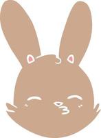 flat color style cartoon bunny face considering vector