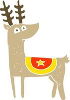 flat color illustration of a cartoon reindeer vector