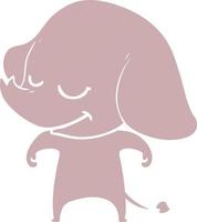 flat color style cartoon smiling elephant vector