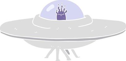 flat color illustration of a cartoon flying saucer vector