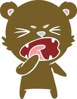 angry flat color style cartoon bear shouting vector