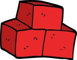 cartoon doodle stacked bricks vector