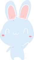 flat color style cartoon rabbit waving vector