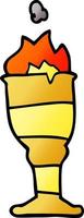 cartoon doodle flaming golden cup vector