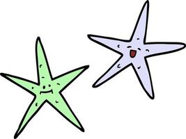 cartoon doodle star fish vector