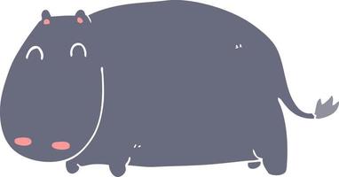 flat color style cartoon hippo vector