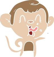 crazy flat color style cartoon monkey vector