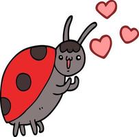 cute cartoon ladybug in love vector