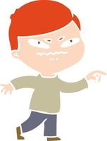 flat color style cartoon angry man pointing vector