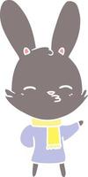 curious bunny flat color style cartoon vector